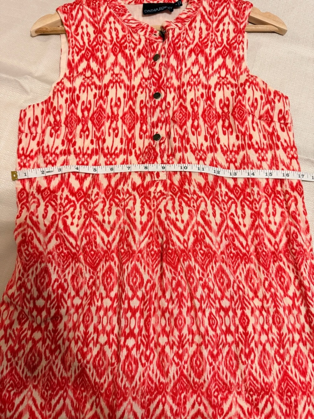 Cynthia Rowley Coral-Red Ikat Sleeveless Shift Dress